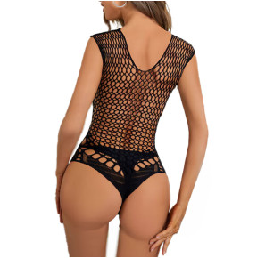 Body Sexy Nero a Rete con Lacci Incrociati Lingerie Hot tg Unica ultra Aderente