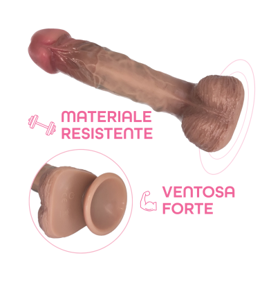 Dildo Realistico 21 cm – Silicone Morbido, Ventosa Forte