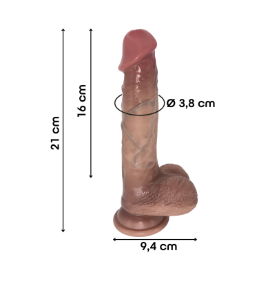 Dildo Realistico 21 cm – Silicone Morbido, Ventosa Forte