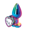 Butt Plug Anale in Metallo Rainbow con Gemma a Cuore Gioiello Cristallo Sex Toy