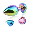 Butt Plug Anale in Metallo Rainbow con Gemma a Cuore Gioiello Cristallo Sex Toy