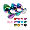 Butt Plug Anale in Metallo Rainbow con Gemma a Cuore Gioiello Cristallo Sex Toy