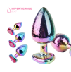 Butt Plug Anale in Metallo Rainbow con Gemma a Cuore Gioiello Cristallo Sex Toy