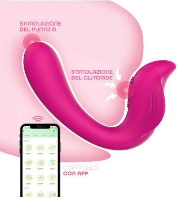Vibratore a U Punto G e Clitoride – 9 Vibrazioni con App