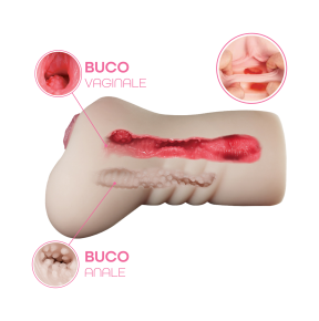 Masturbatore per Uomo Realistico Vagina e Ano Finti Doppio Foro Morbido Silicone