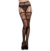 Collant Sexy a Rete Nero con Effetto Reggicalze Calze Aperte Lingerie tg Unica
