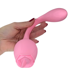 Stimolatore Clitorideo Licking Vibratore Punto G a forma di Rosa Lecca e Vibra