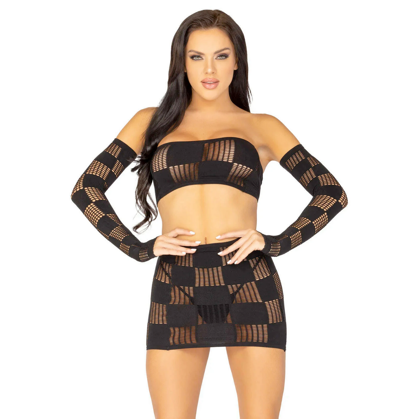 Vestito Sexy a Rete Due Pezzi | Top e Minigonna Seducenti