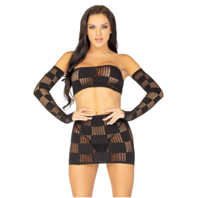 Vestito Sexy a Rete Due Pezzi | Top e Minigonna Seducenti