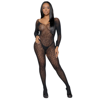 Bodystocking Sexy Nero a Rete | Catsuit Off Shoulder