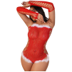Body Sexy Natale Rosso Lingerie in Rete Elasticizzata Taglia Unica Natalizia