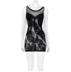 Mini Abito Sexy Nero in Pizzo e Rete Trasparente Vestito Lingerie Taglia Unica