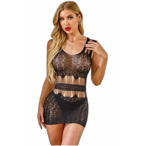 Vestito Sexy Nero in Pizzo con Cut-Out | Mini Abito