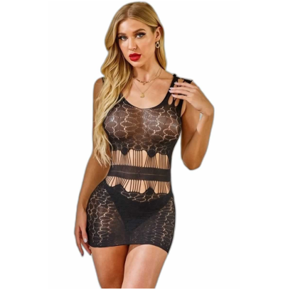 Vestito Sexy Nero in Pizzo con Cut-Out | Mini Abito