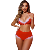 Completo Intimo Sexy Natalizio Donna Rosso con Reggiseno e Slip Lingerie Natale
