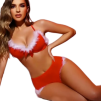 Completo Intimo Sexy Natalizio Donna Rosso con Reggiseno e Slip Lingerie Natale