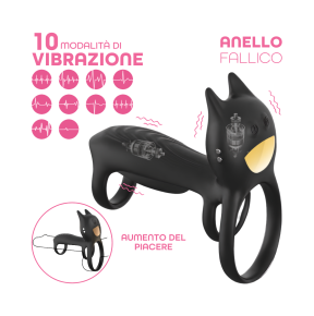 Anello per Pene Fallico Vibrante Regolabile con Telecomando Triplo Anello SexToy